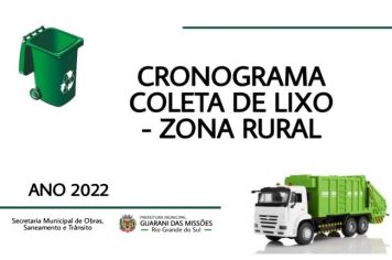 CRONOGRAMA COLETA DE LIXO - ZONA RURAL